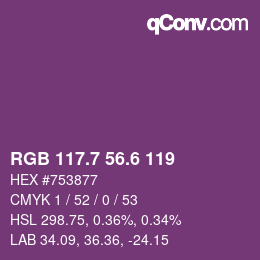 カラーコード: RGB 117.7 56.6 119 | qconv.com