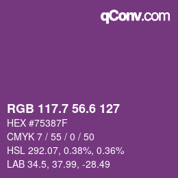 カラーコード: RGB 117.7 56.6 127 | qconv.com