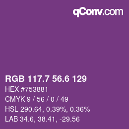 カラーコード: RGB 117.7 56.6 129 | qconv.com