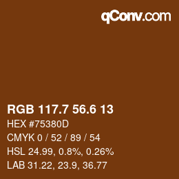 カラーコード: RGB 117.7 56.6 13 | qconv.com