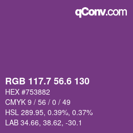 カラーコード: RGB 117.7 56.6 130 | qconv.com