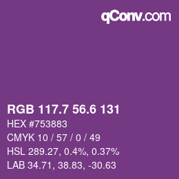 カラーコード: RGB 117.7 56.6 131 | qconv.com