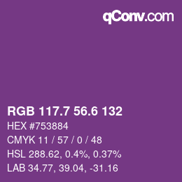 カラーコード: RGB 117.7 56.6 132 | qconv.com