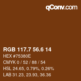 カラーコード: RGB 117.7 56.6 14 | qconv.com