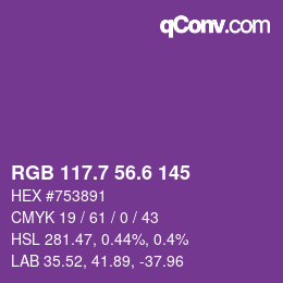 カラーコード: RGB 117.7 56.6 145 | qconv.com