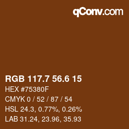 カラーコード: RGB 117.7 56.6 15 | qconv.com