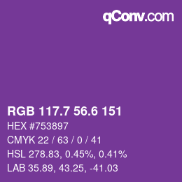 カラーコード: RGB 117.7 56.6 151 | qconv.com