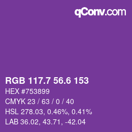 カラーコード: RGB 117.7 56.6 153 | qconv.com