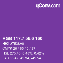 カラーコード: RGB 117.7 56.6 160 | qconv.com
