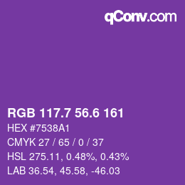カラーコード: RGB 117.7 56.6 161 | qconv.com