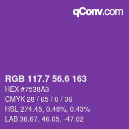 カラーコード: RGB 117.7 56.6 163 | qconv.com