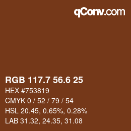 カラーコード: RGB 117.7 56.6 25 | qconv.com