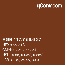 カラーコード: RGB 117.7 56.6 27 | qconv.com