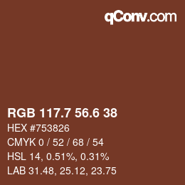 カラーコード: RGB 117.7 56.6 38 | qconv.com