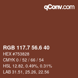 カラーコード: RGB 117.7 56.6 40 | qconv.com