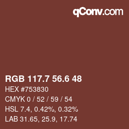 カラーコード: RGB 117.7 56.6 48 | qconv.com