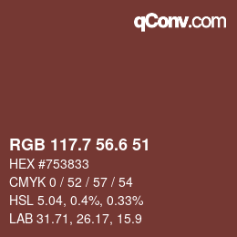カラーコード: RGB 117.7 56.6 51 | qconv.com