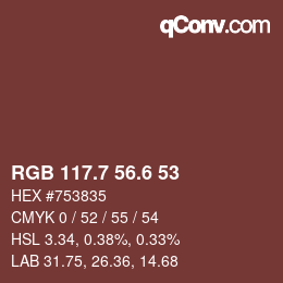 カラーコード: RGB 117.7 56.6 53 | qconv.com