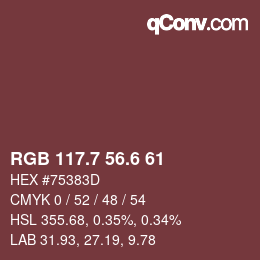 カラーコード: RGB 117.7 56.6 61 | qconv.com