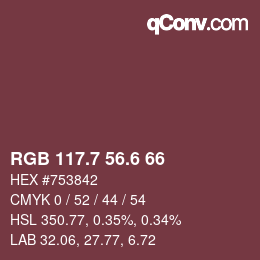 カラーコード: RGB 117.7 56.6 66 | qconv.com