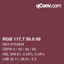 カラーコード: RGB 117.7 56.6 68 | qconv.com