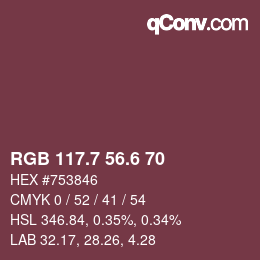 カラーコード: RGB 117.7 56.6 70 | qconv.com