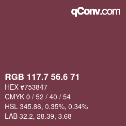カラーコード: RGB 117.7 56.6 71 | qconv.com