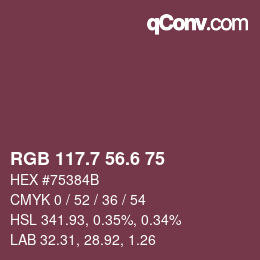 カラーコード: RGB 117.7 56.6 75 | qconv.com