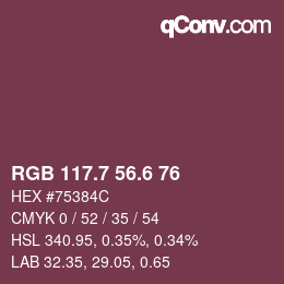 カラーコード: RGB 117.7 56.6 76 | qconv.com