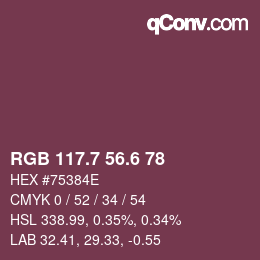 カラーコード: RGB 117.7 56.6 78 | qconv.com