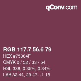 カラーコード: RGB 117.7 56.6 79 | qconv.com
