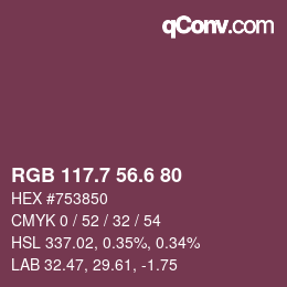 カラーコード: RGB 117.7 56.6 80 | qconv.com