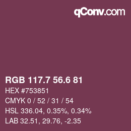 カラーコード: RGB 117.7 56.6 81 | qconv.com