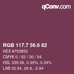 カラーコード: RGB 117.7 56.6 82 | qconv.com