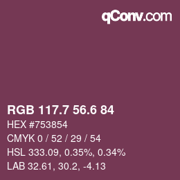 カラーコード: RGB 117.7 56.6 84 | qconv.com