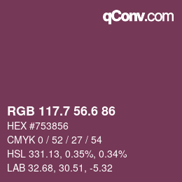 カラーコード: RGB 117.7 56.6 86 | qconv.com