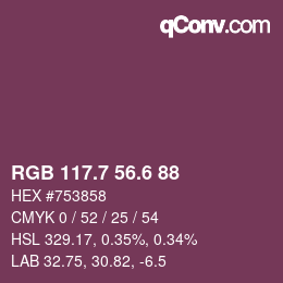 カラーコード: RGB 117.7 56.6 88 | qconv.com