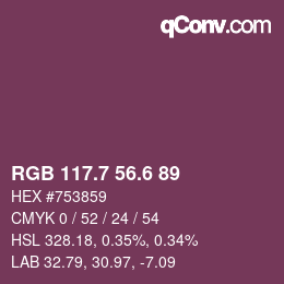 カラーコード: RGB 117.7 56.6 89 | qconv.com