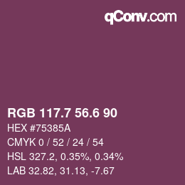 カラーコード: RGB 117.7 56.6 90 | qconv.com