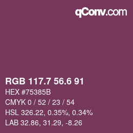 カラーコード: RGB 117.7 56.6 91 | qconv.com