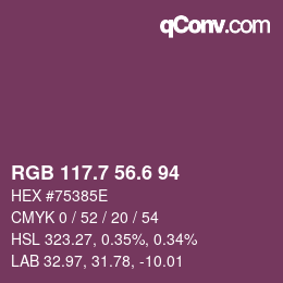 カラーコード: RGB 117.7 56.6 94 | qconv.com
