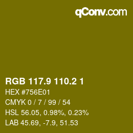 カラーコード: RGB 117.9 110.2 1 | qconv.com