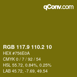 カラーコード: RGB 117.9 110.2 10 | qconv.com