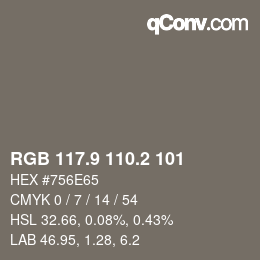 Color code: RGB 117.9 110.2 101 | qconv.com