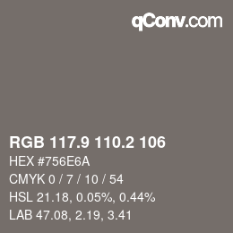 Color code: RGB 117.9 110.2 106 | qconv.com