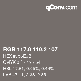 Color code: RGB 117.9 110.2 107 | qconv.com