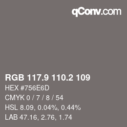 Color code: RGB 117.9 110.2 109 | qconv.com