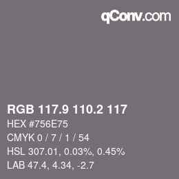Color code: RGB 117.9 110.2 117 | qconv.com