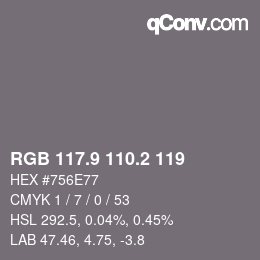 Color code: RGB 117.9 110.2 119 | qconv.com