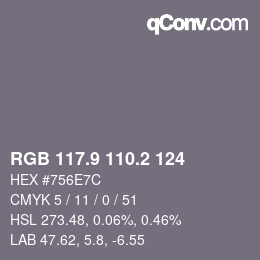 Color code: RGB 117.9 110.2 124 | qconv.com